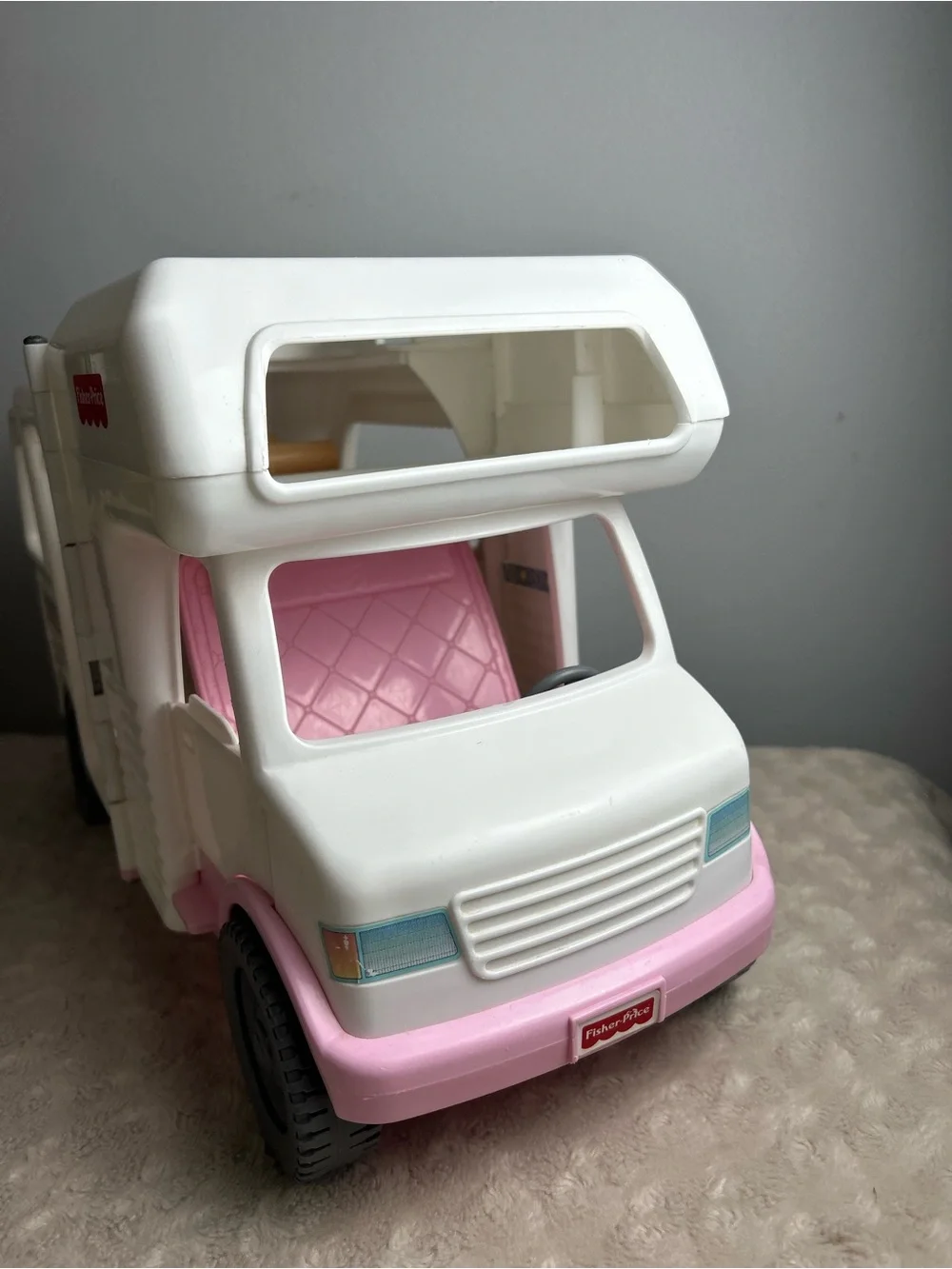 Vintage Fisher Price Loving Family RV Camper Van Pink White